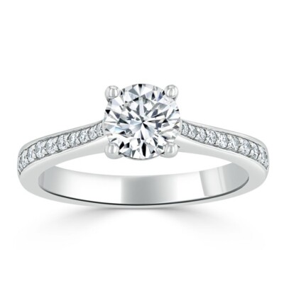 1.80 Ct Round Cut Lab Created Diamond Wedding Ring 14K Solid White Gold