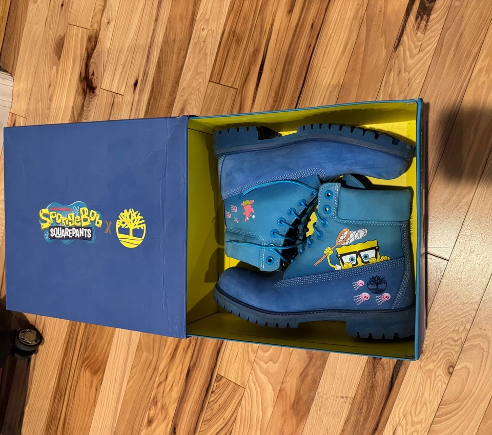 RARO Timberland X Bob Esponja Pantalones Cuadrados Premium 6 Pulgadas Botas Impermeables Para Hombres 9.5 Foto 3 de 4