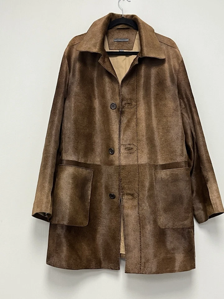 $2998 Brand New John Varvatos Calf Hair Shearling Coat Mens Brown EU 52 USA 42 - Image 2 of 4