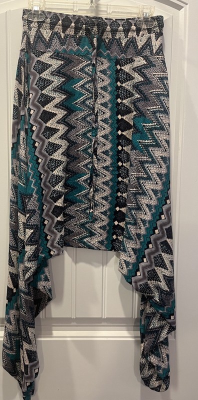 Buddha Pants The Savannah Pant Teal White Geometric Harem Yoga Casual Size XXS