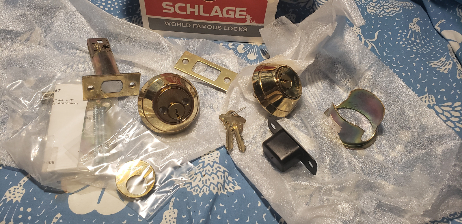 NOS Schlage B662P 605 Double Cylinder Deadbolt W/ Keys Grade 1 KA 2-3/4 Backset