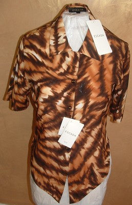 NEW ESCADA SIGNATURE ANIMAL PRINT CREPE SILK BLOUSE SIZE 38 $520 ELEGANT!!!