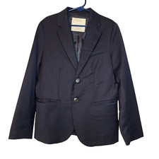 Zara Boys Navy Blue Blazer Boy s Size 7/8 2 Button Front 3 Button Sleeve Pockets