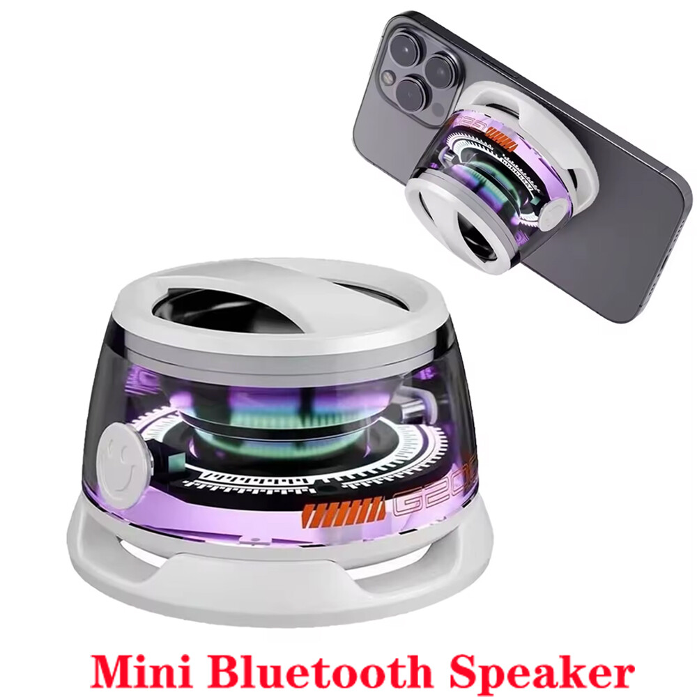 Portable Magnetic Bluetooth5.3 Speaker Mini Travel Stereo RGB Light Phone Holder