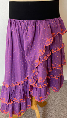 Handgefertigt Handmade Women's Levels Skirt Size XL Purple Orange Elastic Unique