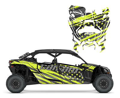 Can am Maverick X3 Max custom graphics decal kit Speeding Flag