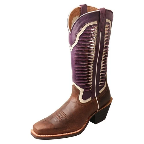 Twisted X Boots Womens Ruff Stock Western Boot, Brown/Violet