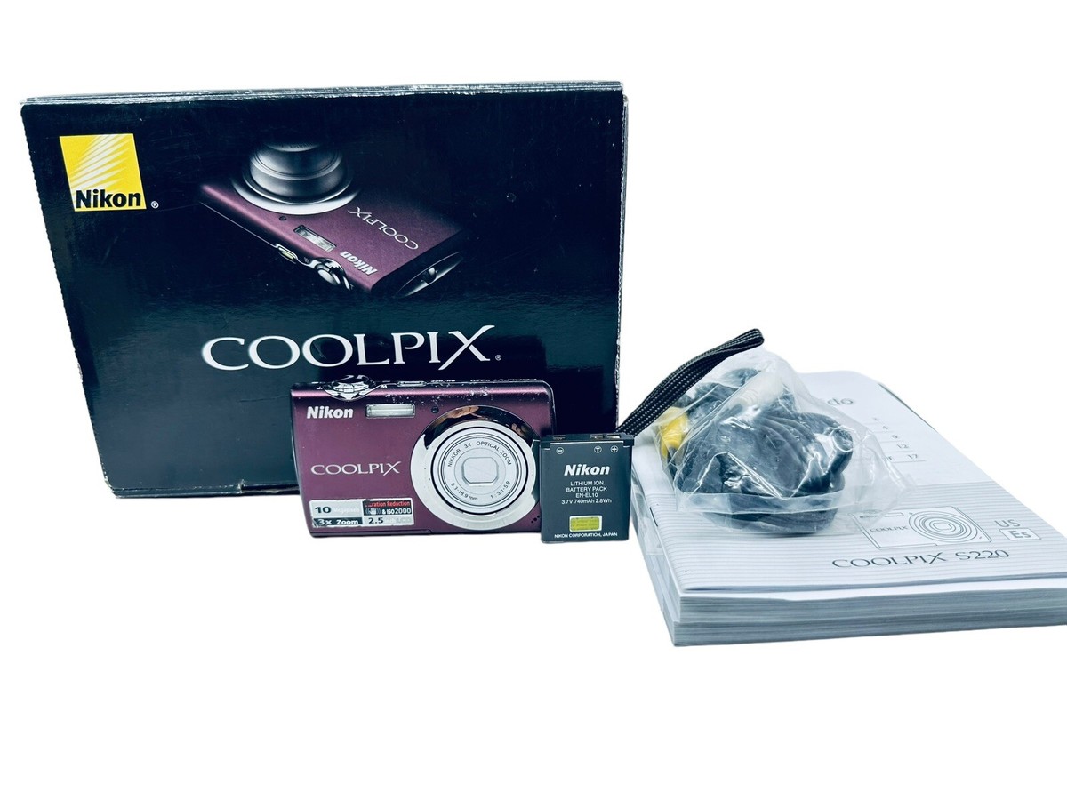 Nikon Coolpix S220 10.0MP Digital Camera Plum - Tested Lens Error