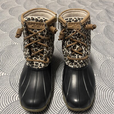 sperry duck boots leopard