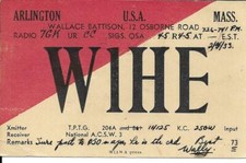 QSL 1933 Arlington MA   radio card