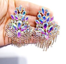 Chandelier Rhinestone Crystal Pageant Bridal Earrings AB Drop Dangle 3 inch