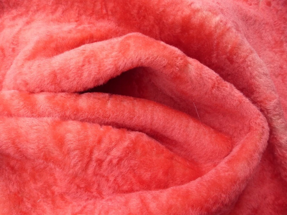 овчина стриженая кожа шкура яркий коралл оранжевый волнистые волосы w/гладкая спина - Изображение 3 из 4