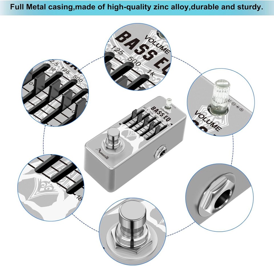 Amuzik Bass EQ Pedal 5 Band Equalizer Pedals For Guitar With