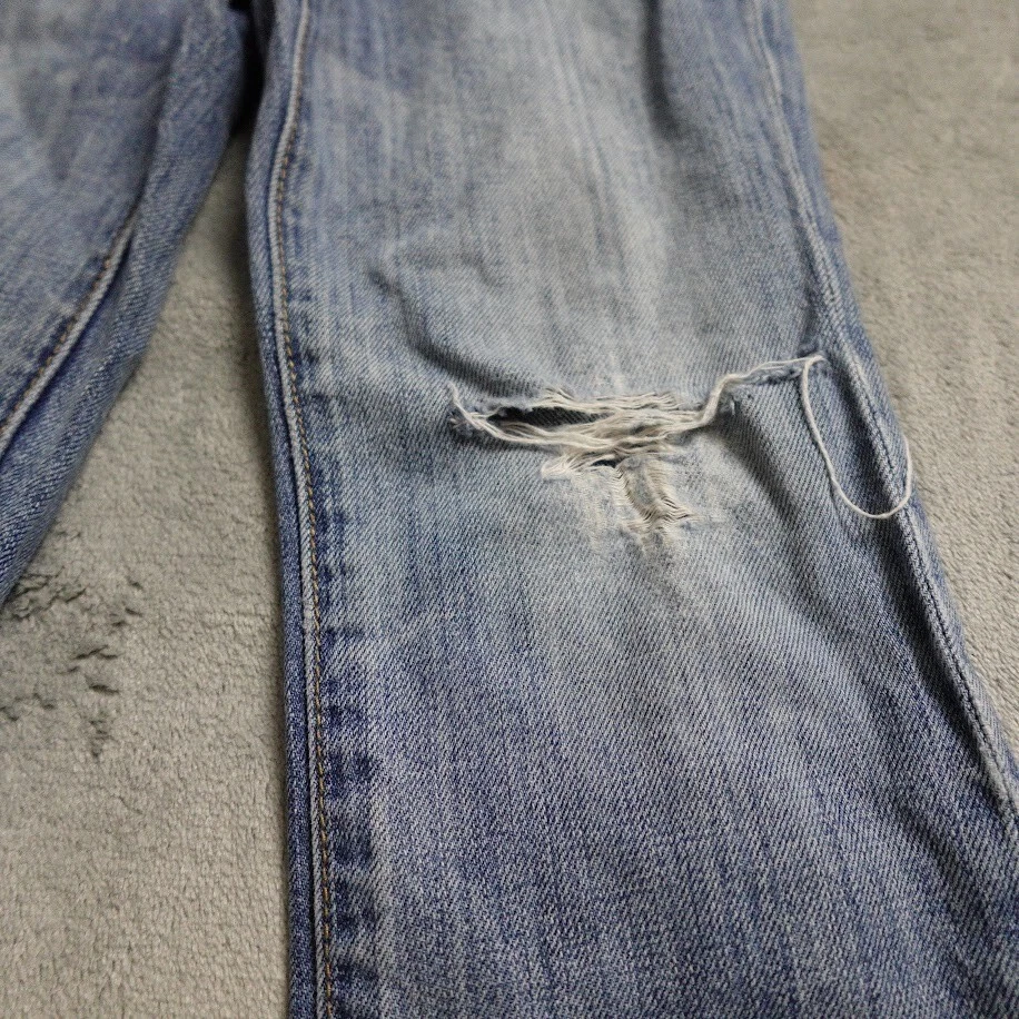 Jeans 7 For All Mankind Niños 3T Azul Denim Pierna Recta Cintura Elástica Desgastada Foto 3 de 4