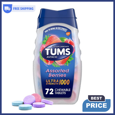 Tums Ultra Strength 1000 Assorted Berries Antacid Tablets, 72 Ct