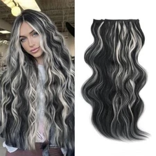 24" Long Wavy Curly Clip-in Synthetic Hair Extensions Full Head Beauty Hairpiece