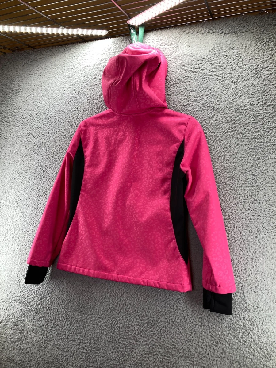 Snozu Jacket Women s Size M 10 12 Hot Pink Black Faux Fur Pockets Fitted Hood