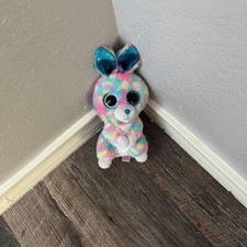 TY Beanie Boo Pastel Rainbow Bunny Plush Toy with Glitter Eyes