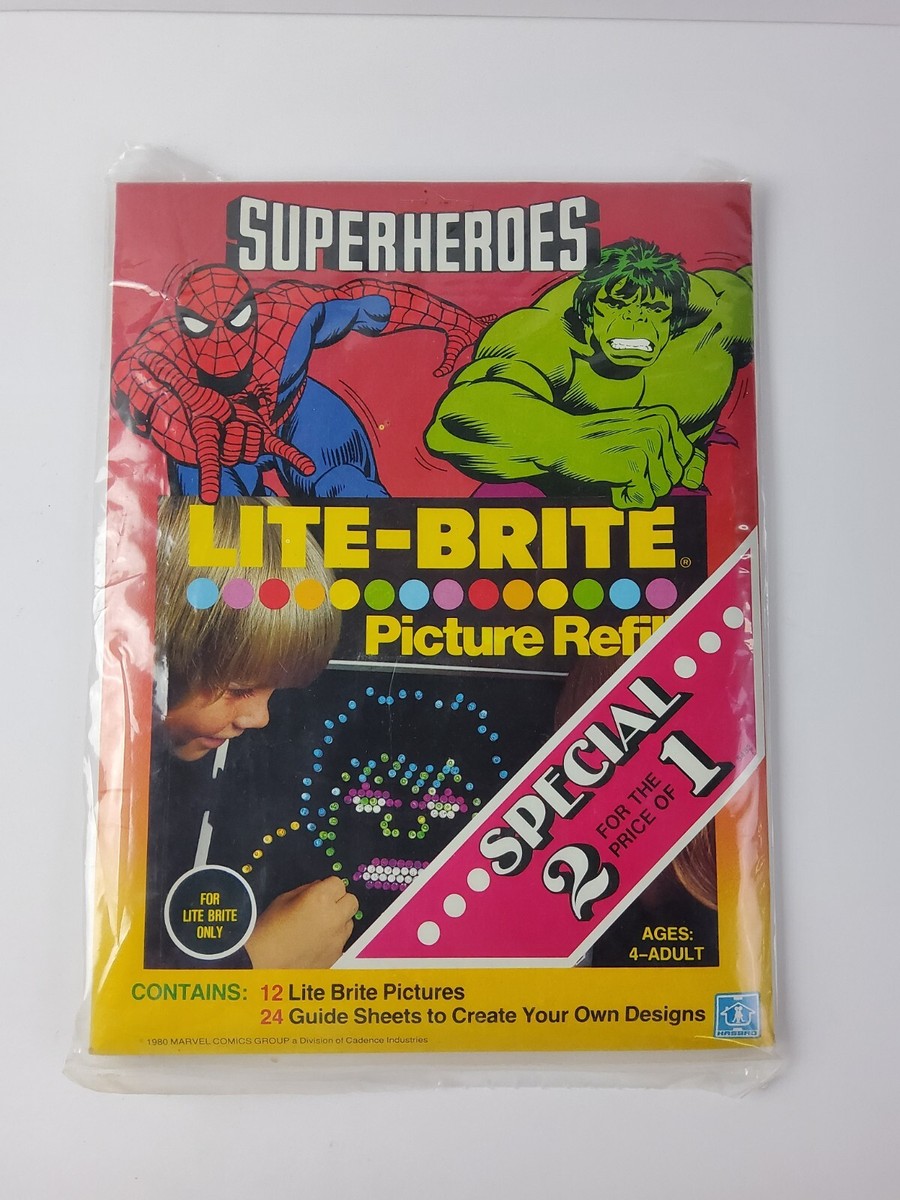 Vintage 1980 Marvel Super Heroes Spider-Man Hulk Lite Brite 12