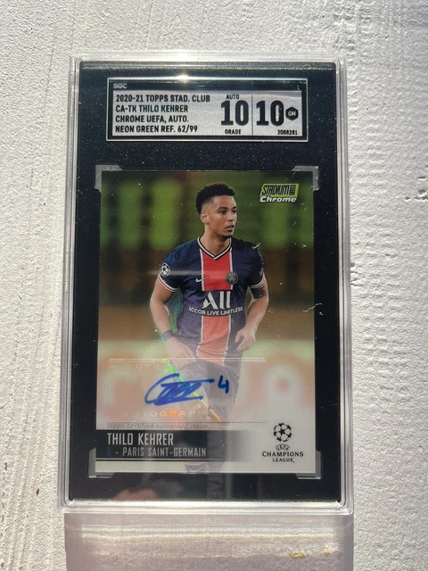 2021 Stadium Club Chrome UEFA Thilo Kehrer Neon Green /99 Auto PSG Germany
