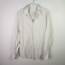 David Jones Tailored Fit Long Sleeve Dress Shirt Mens Size 43 White Grey Check