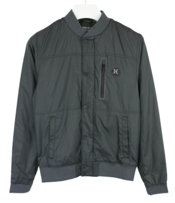 Hurley Jacke Herren Klein Tarnfarbe Futter Bomber Hals Taschen Dunkel Zip