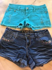 Rue 21 Size 3/4 Jean Shorts Lot Destroyed Look Cool Design 