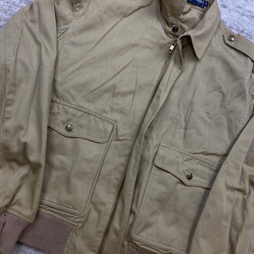 Vintage Polo Ralph Lauren Military Field Bomber Zip Jacket 10 Beige Tan Epaulet 90s - Bild 5 von 20