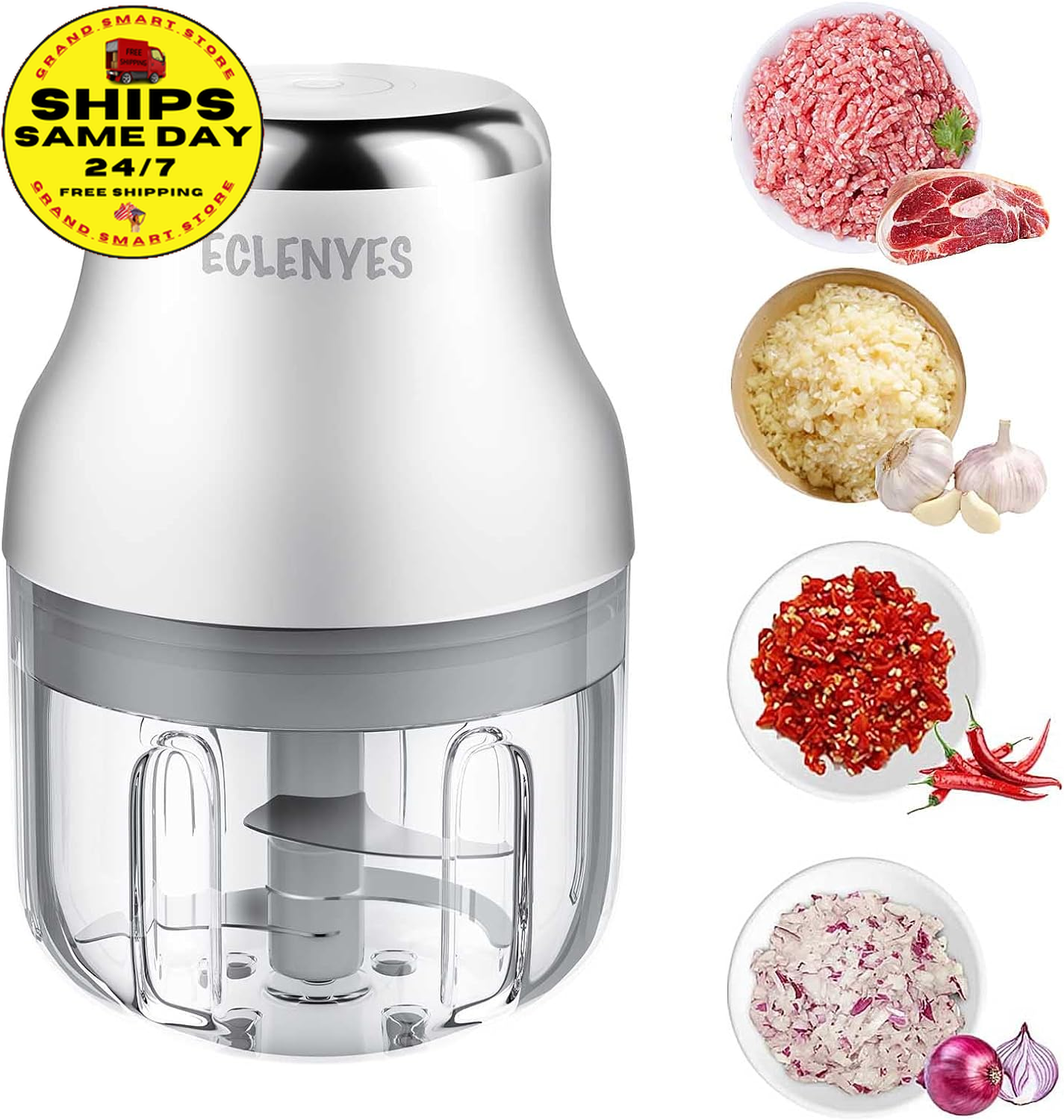 Vegetable Chopper, Electric Garlic Chopper, USB Rechargeable Mini Chopper, Power