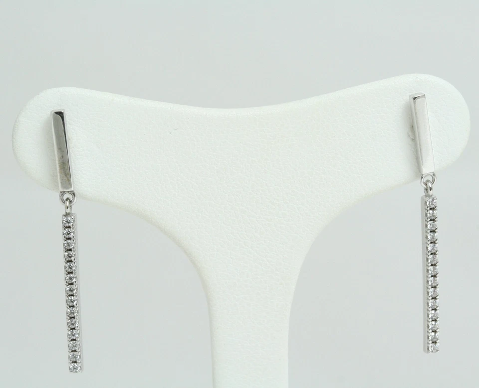 Orecchini pendenti da donna Tennis in Oro Bianco 18 Kt e Zirconi nuovi - Immagine 2 di 4