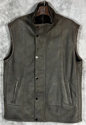 Dibello Men's Black Shearling Full Zip Vest sz 52 (14805) NWOT