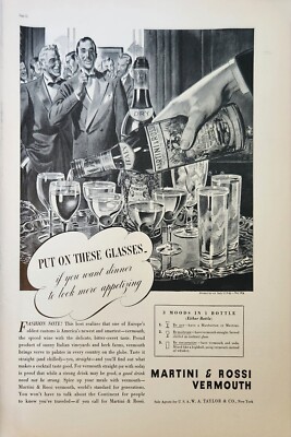 1938 Martini & Rossi Vermouth Vintage Ad put on these glasses