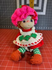 Vtg Strawberry Shortcake Crochet Doll Handmade 13  Plush Stuffed Toy