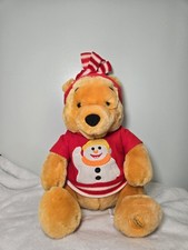 Winnie The Pooh Disney Store Exclusive Plush Christmas Red Snowman Sweater  Hat