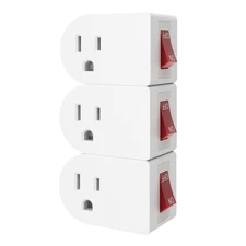 3 Pack Grounded Outlet Wall Tap Adapter with On/Off Power Switch，Single Outlet