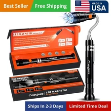 Magnetic Pickup Tool Gifts for Men - Telescoping Magnet with LED Flashlight