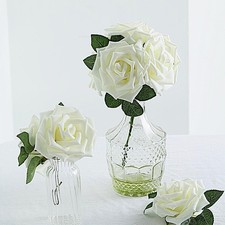 24 Ivory 5" FOAM ROSE Flowers Stems Party Wedding Events Decorations Supplies