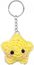 Cute Star Keychain,Crochet Kawaii Blush Stars for Car Key Decor,Handmade Purse B
