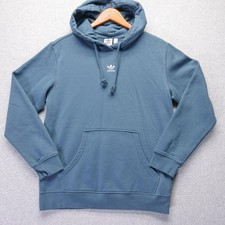 Adidas Originals Hoodie Womens S Blue Trefoil Center Logo Kangaroo Pocket Warm