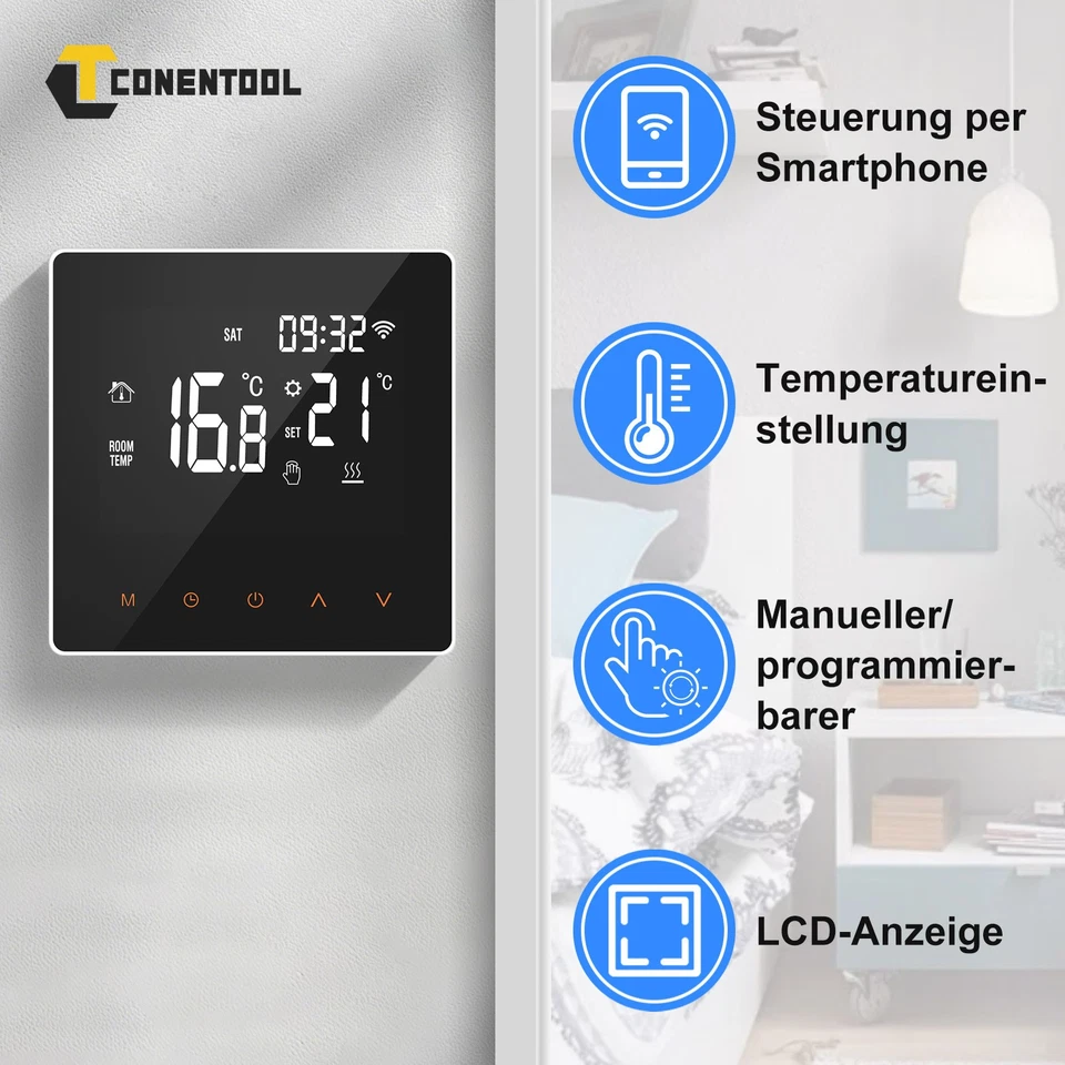 WIFI Thermostat Tuya Smart LCD Raumthermostat Für Elektrische Fußbodenheizung DE