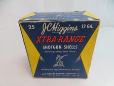 Vintage JC Higgins 16 Gauge XTRA-RANGE ShotGun SHELLS Cardboard Box Empty