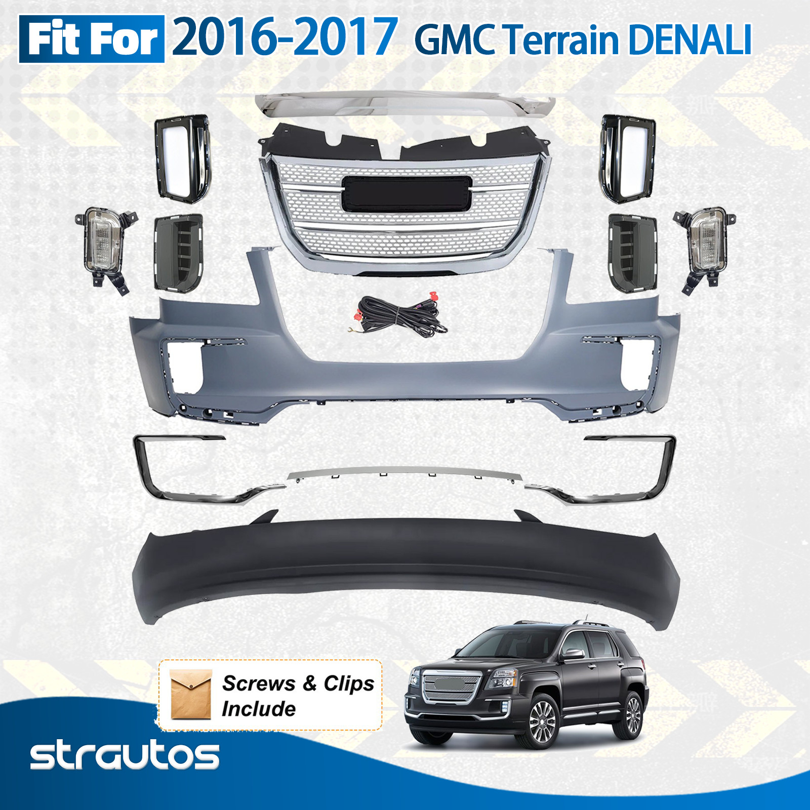 For 2016-2017 GMC Terrain DENALI Grille Kit Front Bumper Cover Assembly 13PCS