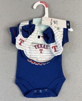 TEXAS RANGERS MLB Baby Shirt Romper Bib and Booties Set Newborn 0-3 mos-NEW