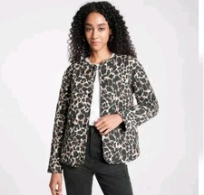 Women's Quilted Jacket - A New Day Brown Leopard Print Size XS - NEW w TAGS