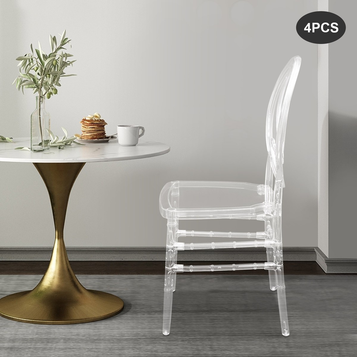 Clear Dining Chairs 4PCS Stacking Chairs Elegant Party Event