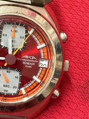 Vintage SEIKO ALBA AKA V657-6030 Orange Chronograph Quartz Mens