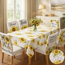 7 Pcs Sunflower Chair Covers and Tablecloth Set 60 x 84 Inch Waterproof Stain...
