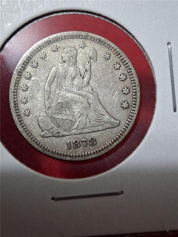 Bag of x1 1878 SEATED LIBERTY CIRCULATED 90% SILVER QUATER          #MF-4242