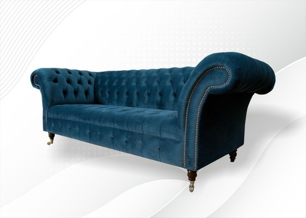 Chesterfield Sofa 3 Sitzer Couch Modern Polster Sitz Garnitur Textil Dreisitzer-image