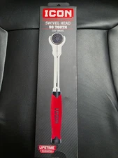 ICON (R2SW)  3/8” Drive 90-Tooth  Swivel Head Comfort Grip Ratchet 64698 NEW